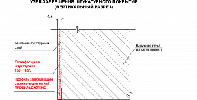 Узел завершения штукатурного покрытия (вертикальный разрез)