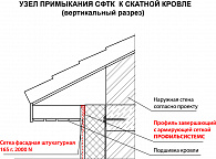 Узел примыкания СФТК к скатной кровле (вертикальный разрез)